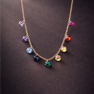 Multicolor Gem Drop Necklace